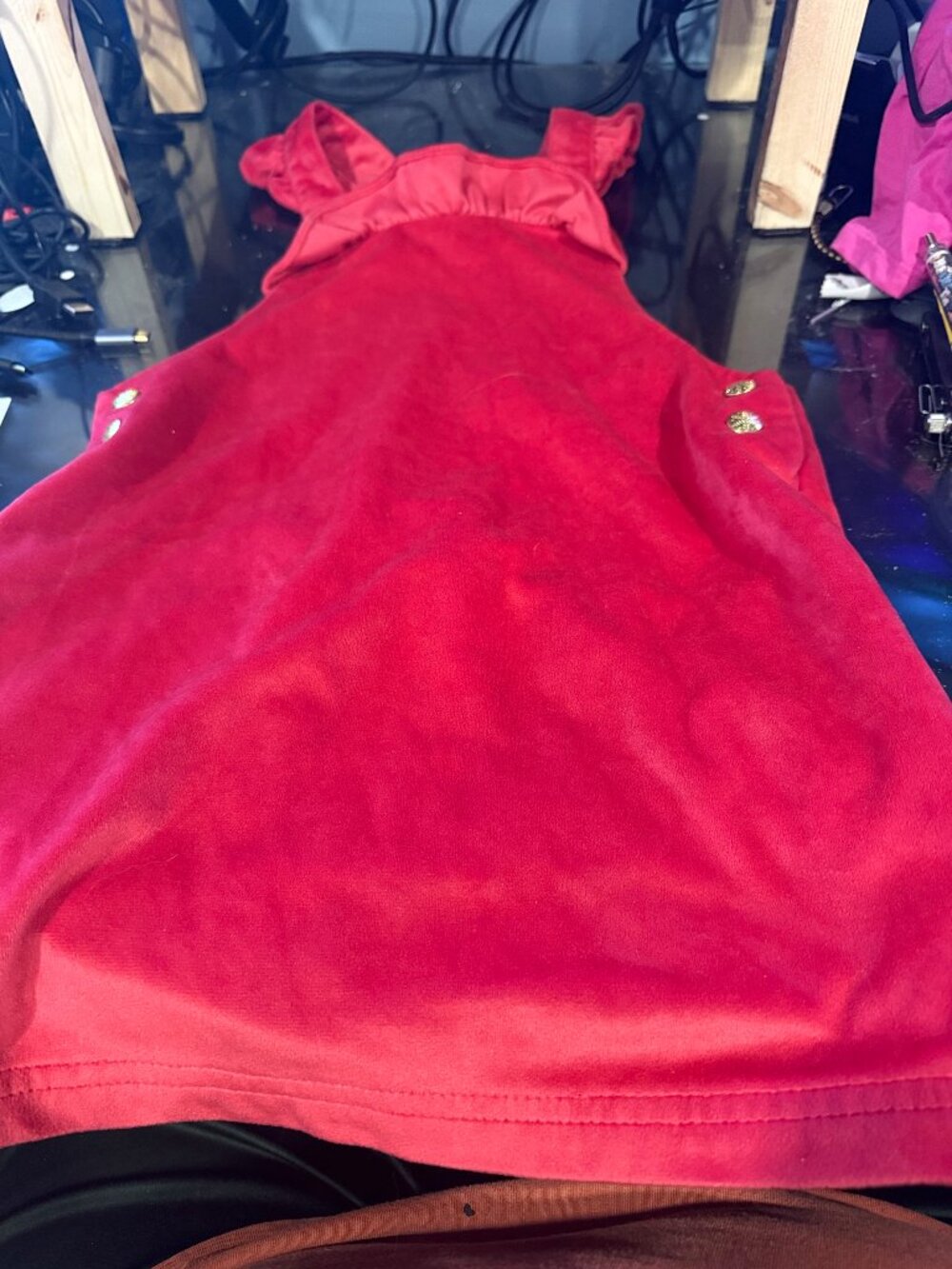 Girl's Scarlett Red Velvet Like Dress Size 7